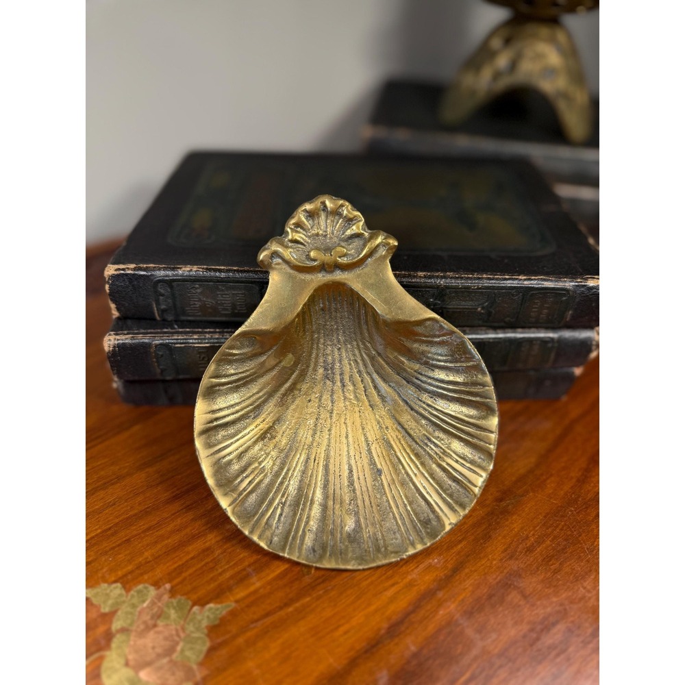 Vintage Brass Shell Trinket Dish